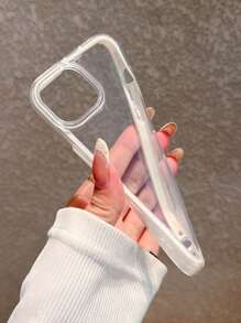 1 pezzo Custodia per telefono alla moda e minimalista, bianca con bordo trasparente, 2 in 1, adatta per