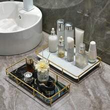 Organizador de tocador, caja de almacenamiento de cosméticos y perfumes para encimera, soporte de exhibición de maquillaje, estantería de baño, 1 nivel/2 niveles, accesorios de baño color dorado - Ver 5