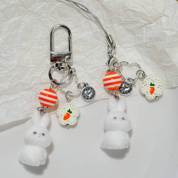 Elegant Rabbit Shape Keychain With Carrot Pendant, Suitable For Keys, Bags, Etc.