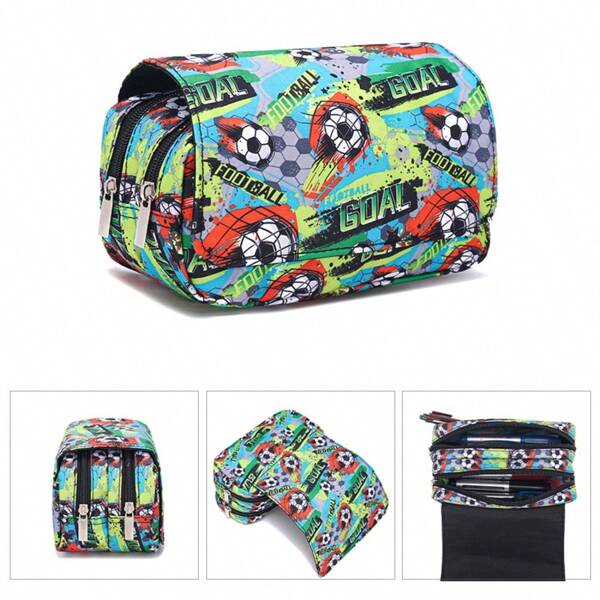 Pencil Case For Boys And Girls, Double-Sided Pattern Pencil Case, Large Storage Wallet Card Case,Compartment Pencil Case For School Students,School Supplies,Back To School