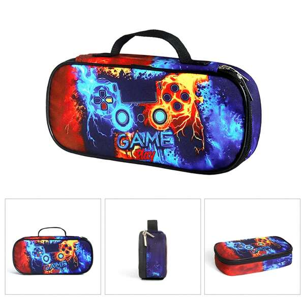 Estuche para lápices para niños y niñas, estuche para lápices con estampado de doble cara, cartera de almacenamiento grande, estuche para lápices con compartimentos para estudiantes escolares, útiles escolares, de vuelta al colegio