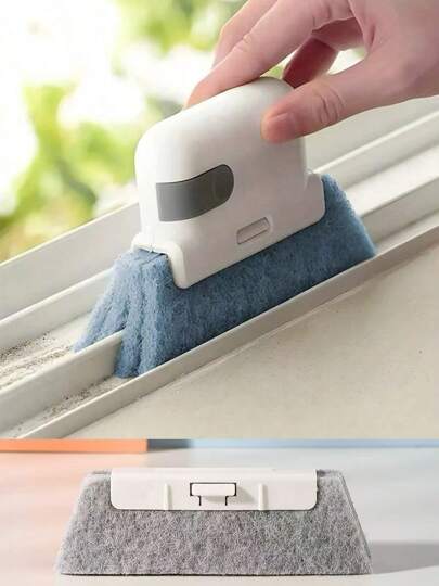 1pc 2-In-1 Detachable Window Cleaning Brush, Plastic Groove Brush For Cleaning Corners, Crevices, Door & Window Glass Grooves