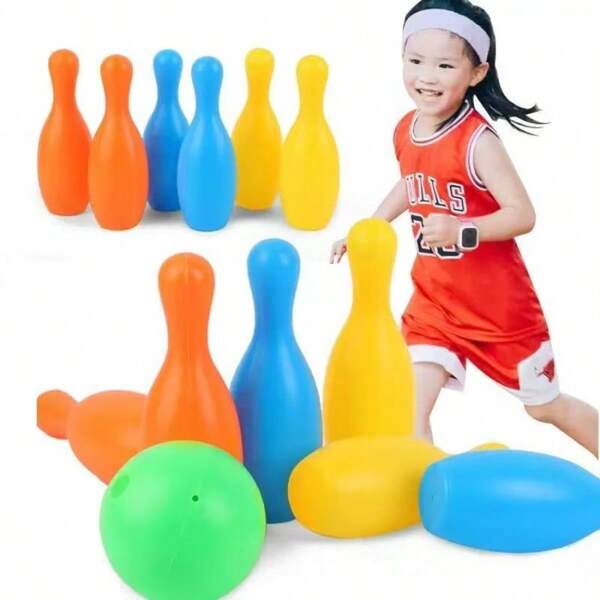 1 Set de Juego de Bolos Premium para Niños, Juguete Deportivo de Bolos y Bolas de Plástico para Niños, Diversión Educativa para Jugar en Familia
