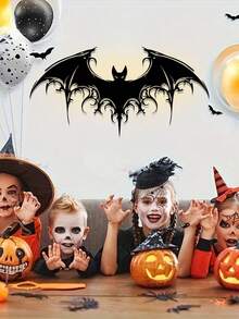 1 件大型蝙蝠金属墙饰，维多利亚哥特式万圣节装饰，带有复杂翅膀设计的幽灵房间装饰，恐怖氛围家居装饰，室内外墙面装饰，房间装饰，花园装饰，万圣节装饰 - 彩色 - 查看 3