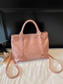 1 件 Low Tea 纯色尼龙背包，女士休闲学院风时尚背包，顶级单手携带设计，拉链开合，可调节肩带，可单肩或双肩使用，适合旅行，女士礼物，非常适合通勤、户外、旅行、徒步旅行和休闲穿着 - 粉色 - 查看 4