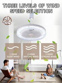 360°迷你吊扇灯，带遥控器，3档风速，3种色温（3000K-6500K），可调光LED灯泡，螺口式吊扇，适用于卧室、厨房、储藏室、衣橱。无线迷你吊扇灯 - 白色，E27灯座，升级水晶灯罩，带香薰功能。 - 均碼 - 查看 6