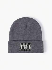 1 chiếc mũ len đan thêu chữ "ADVISORY", mũ len trượt tuyết Hip Hop ấm áp co giãn cho mùa thu/đông, trang phục thu thời trang Y2K - mũ dệt kim - Xem 8