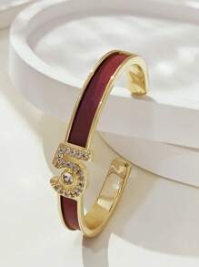 1 pulseira de cobre banhada a ouro 14k elegante e luxuosa com pedras de zircônia, joia feminina para presente