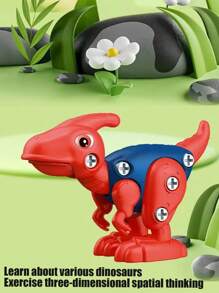 儿童恐龙玩具，恐龙积木，可重复使用玩具，可拆卸恐龙模型，STEM教育3D拼装玩具，DIY拼装套装，易于组装和携带，3岁以上儿童的理想礼物，包含钻头，颜色随机