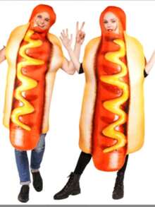 Nezababy 万圣节热狗服装成人趣味食物套装男女化装扮装角色扮演 - 彩色 - 查看 2