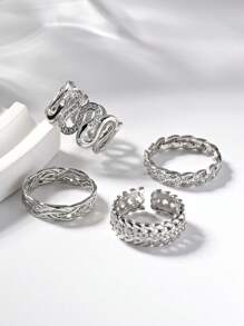 1 Pc Fashion Rhinestone Decorative Woven Design Women's Ring,Silver Cross Wave Ring,Summer Vacation Accessory,Delicate And Elegant Women's Jewelry,Suitable For Daily,Stacking,Party,Anniversary,Wedding,Valentine's Day Gift.