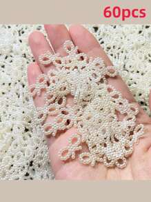 Lote de 20/60 piezas de lazos con perlas artificiales marfil para decorar el cabello en bodas, decoración diaria o manualidades de DIY, materiales para hacer clips, joyas y productos hechos a mano