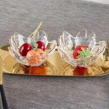 1/4/6pcs Mini Gilt Edged Cherry Plate, Transparent Glass Cherry Blossom Appetizer Plate, Dipping Bowl, Tableware Small Glass Plate, Seasoning Plate, Ice Cream Fruit Salad Snack Plate, Sauce Dipping Plate, Used For Dim Sum Plate, Dessert, Fruit Plate, Jam, Novel Tableware, Kitchen Accessories, Seasoning Plate, Pickled Vegetables Plate, Small Bowl, Restaurant And Kitchen Pickled Vegetables