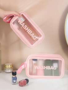 3 件/1 件 PVC 防水化妆包、透明大容量浴室包、PU 防水便携式洗漱包、女士手持旅行收纳包、PVC 透明大容量化妆收纳包、悬挂式洗漱包旅行必备包，适合学校度假度假返校用品洗漱包防水洗漱包