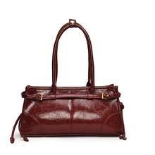 2025 New Ladies Bag, High-End Commuter Casual All-Purpose Tote Bag, Retro Oil Wax Leather Handheld Side Bag Multi-Purpose Commuter Large Capacity Genuine Leather Gyoza Bag Women's Crossbody Bag Shoulder Bag Yukata Bag Travel Bag Pouch Shoulder Bag Storage Key Case Travel Convenient Goods Tote Bag Ladies - 咖色 - 查看 7