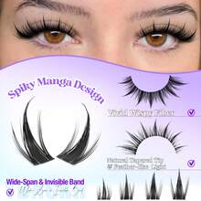 050Lash Clusters Manga Eyelash Clusters Spiky Cluster Eyelash Extensions 10-16mm Anime Lash Extension C Curly Cosplay Doll Cluster Eyelashes 120Pcs DIY Individual Cluster Lashes Thin Band-1 - Anime 02 - 查看 2