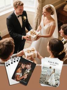 Custom Photo Playing Cards Personalized Picture Text Name Date Family Poker Deck Game Night Gift Wedding Bachelorette Party Favors Couple