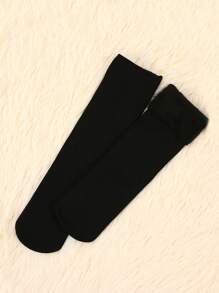 1 para damskich czarno-brązowych skarpet śnieżnych, ciepłe skarpety podłogowe z podszewką termiczną, codzienne skarpety domowe do połowy łydki i za kolano, zimowe, Y2K