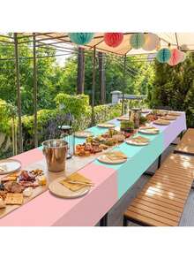 6/12 chiếc khăn trải bàn bằng nhựa màu pastel, khăn trải bàn hình chữ nhật dùng một lần nhiều màu cho tiệc cưới, tiệc sinh nhật, lễ Phục sinh mùa xuân, trang trí tiệc mùa hè, kích thước 54 X 108 inch, Giáng sinh - Nhiều màu - Xem 5