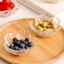 1/4/6pcs Mini Gilt Edged Cherry Plate, Transparent Glass Cherry Blossom Appetizer Plate, Dipping Bowl, Tableware Small Glass Plate, Seasoning Plate, Ice Cream Fruit Salad Snack Plate, Sauce Dipping Plate, Used For Dim Sum Plate, Dessert, Fruit Plate, Jam, Novel Tableware, Kitchen Accessories, Seasoning Plate, Pickled Vegetables Plate, Small Bowl, Restaurant And Kitchen Pickled Vegetables