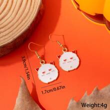 1 par/6 pares de pendientes novedosos y de moda con diseños de gato, murciélago, momia y escoba de bruja para mujeres, regalos de fiesta de Halloween para amigos