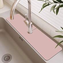 1pc Solid Color Sink Faucet Suction Cup Mat, Drain Mat, For Kitchen, Bathroom Sink, Countertop, Drain Mat, Silicone Washbasin, Trimmable And Quick-Drying Mat - Multicolor - View 27