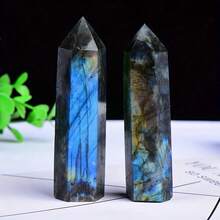 CUPIDCRYSTAL 1 件拉长石水晶塔尖方尖碑 - 华丽抛光天然拉长石尖头，适用于家居装饰和水晶工艺品 - 无味实心塔，适用于祭坛用品水晶冥想和节日礼物 - 拉長石 - 查看 5