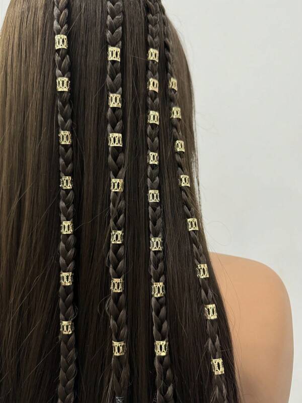 40pcs Gold Color Decorative Braids Hair Rings, Fashion Unique Hair Clips, Suitable For Festivals, Beaches, Everyday Wear In Summer ,Hair Accessory, Claw Clips, Hair Slide, Hair Claws
