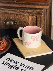 1 件装 Ins 风格新款粉色压花蝴蝶马克杯，优质防滑大容量咖啡杯，家用水杯，可爱设计，陶瓷杯，理想的情人节礼物，易于清洁