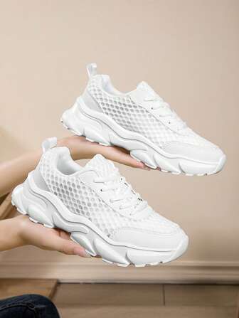 Lage sneakers voor dames, ademende casual mesh sportschoenen, zachte wandelschoenen, hardloopschoenen