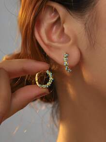 2pcs Minimalist Design Pearl Hoop Earrings, Refined & Vintage Style For Women Daily Wear