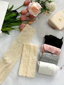 4pcs Lace Sun Protection Arm Sleeves For Women - Elegant & Breathable Knit Fabric, Solid Color Design, Essential For Summer Outings | Graceful Sleeve Style | Knit Structure - Multicolor - View 2