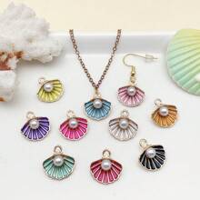 16mm 10Pcs 5 Pairs Faux Pearl Shell Pendant Earring Necklace Making Jewelry Accessories