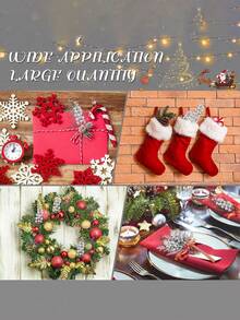 14 قطعة من ديكورات عيد الميلاد - أغصان توت وردية لامعة، أغصان صنوبر لامعة، زينة شجرة عيد الميلاد الاصطناعية، إكليل عيد الميلاد DIY، أعمال يدوية، ديكور المنزل والأعياد، وردي، أزهار اصطناعية متعددة الألوان لعيد الميلاد، ديكورات عيد الميلاد، ديكور المنزل في عيد الميلاد، هدايا عيد الميلاد، زينة شجرة عيد الميلاد (فضي)