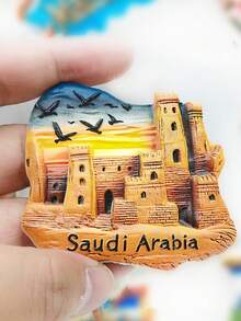 1 pieza Imán de nevera 3D cultural, Diraiyah Old Town, Arabia Saudita, regalo de recuerdo de viaje, decoración del hogar Día Nacional Saudí Arabia Saudita