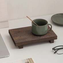 Bandeja decorativa retangular de madeira, 1 peça, base de madeira de nogueira preta, suporte de exposição de madeira, decoração para casa