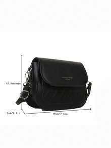 时尚撞色钻石压纹马鞍形迷你斜挎包 - 黑色 - 查看 11