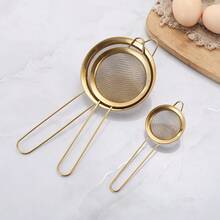 3pcs/1pc Stainless Steel Fine Mesh Tea Sieve With Handle - Japanese Matcha Powder Sieve - Gold - View 6