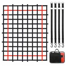 Heavy Duty Adjustable Cargo Net 96" X 72" With Buckles & S-Hooks For Secure Transport And Storage - Red - View 1