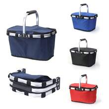 28L 和 36L 野餐篮，带 5.9x7.9 英寸毯子，适合情侣、4-6 人、带手柄的隔热杂货可折叠冷藏袋、露营装备配件、家庭尾随必备品、夏季礼物 - 彩色 - 查看 5