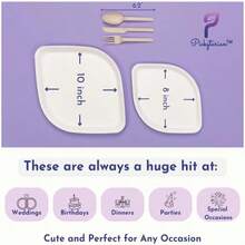Fancy White Disposable Plates For Parties, Weddings, Catering - 50pcs - Premium -Friendly Dinnerware Set (10 Each: 8" Appetizer 10" Dinner Plates, Forks, Spoons, Knives) - Very Sturdy - Pickytarian - Tableware Set for 10 (50 Pieces) - View 4