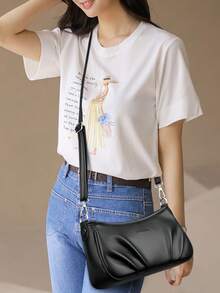 2025新款时尚百搭中年女士包优雅大容量单肩斜挎包钱包妈妈包手提包 - 黑色 - 查看 11