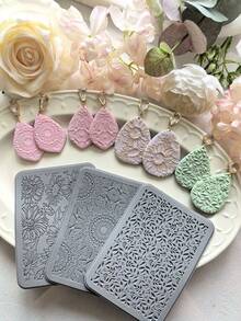 وسادة ملمس ورقة العنب والعباد الشمس، حصيرة ملمس السيليكون الناعم للطين لصنع أقراط الطين الناعم والدبابيس والقلادات والنحت الفخاري، أدوات ديكورية إبداعية DIY - رمادي غامق - مشاهدة 3