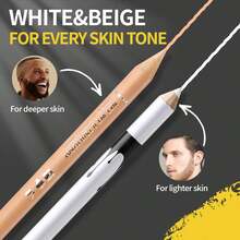 NKTWEAFVDERETAILLLC 12Pcs Barber Pencil Beige Skin Tone Magic Hairline Pencils Set Beard Guide Pen With Sharpener Barber Chalk For Lineup Edge Hair Design Shaping Trace Makeup Tool For Men - Beige&White - View 4