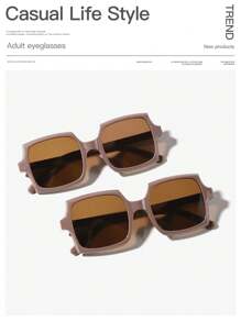 2 件女士亚克力休闲方形框架时尚眼镜适合假日外出和日常生活着装方形墨镜 - 彩色 - 查看 11