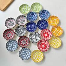 10pcs Ceramic Seasoning Dishes, Bohemian Style Plates, Sauce Dishes, Household Soy Sauce Vinegar Spice Plates, Suitable For Home Kitchen, Restaurant, Sushi Bar, Party, Hot Pot, Picnic, Camping, Barbecue, Cold Dish, Kitchen Utensils, Tableware Accessories Back To School,School Supplies