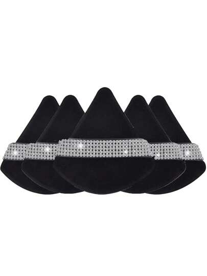 1 st/3 st/5 st/10 st/15 st/24 st Svart triangelformad puderpuffset för löst puder, med kristall sammet kort hår, mjuk och självhäftande, smink, billigt, rumsinredning, sminkbord, resor, sovrum, sminktillbehör, puff, sminkblandare, puderpuff, sminksvamp, billigt, strumpbyxor, smink, sminkverktyg, billiga saker, presenter, presenter till kvinnor, julklappar
