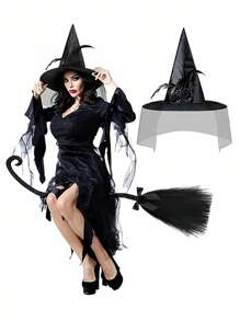 1 peça decoração de vassoura de bruxa para festa de fim de ano cosplay fantasia de plástico acessórios de vassoura mágica de bruxa halloween