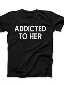 彼女に夢中＆彼に夢中のTシャツ – 面白いマッチングカップルセット、いちゃつく関係Tシャツ、彼への贈り物、彼女への贈り物の愛のシャツ - 黒9 - チェックする 1