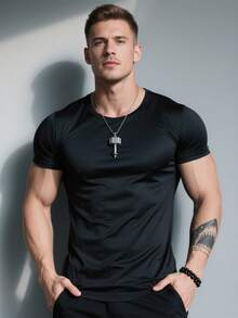 男士休闲运动衬衫三件套 - 速干短袖 | 返校季 | 四向弹力，易于叠穿 | 抗皱，适合健身和通勤 - 黑色 - 查看 4